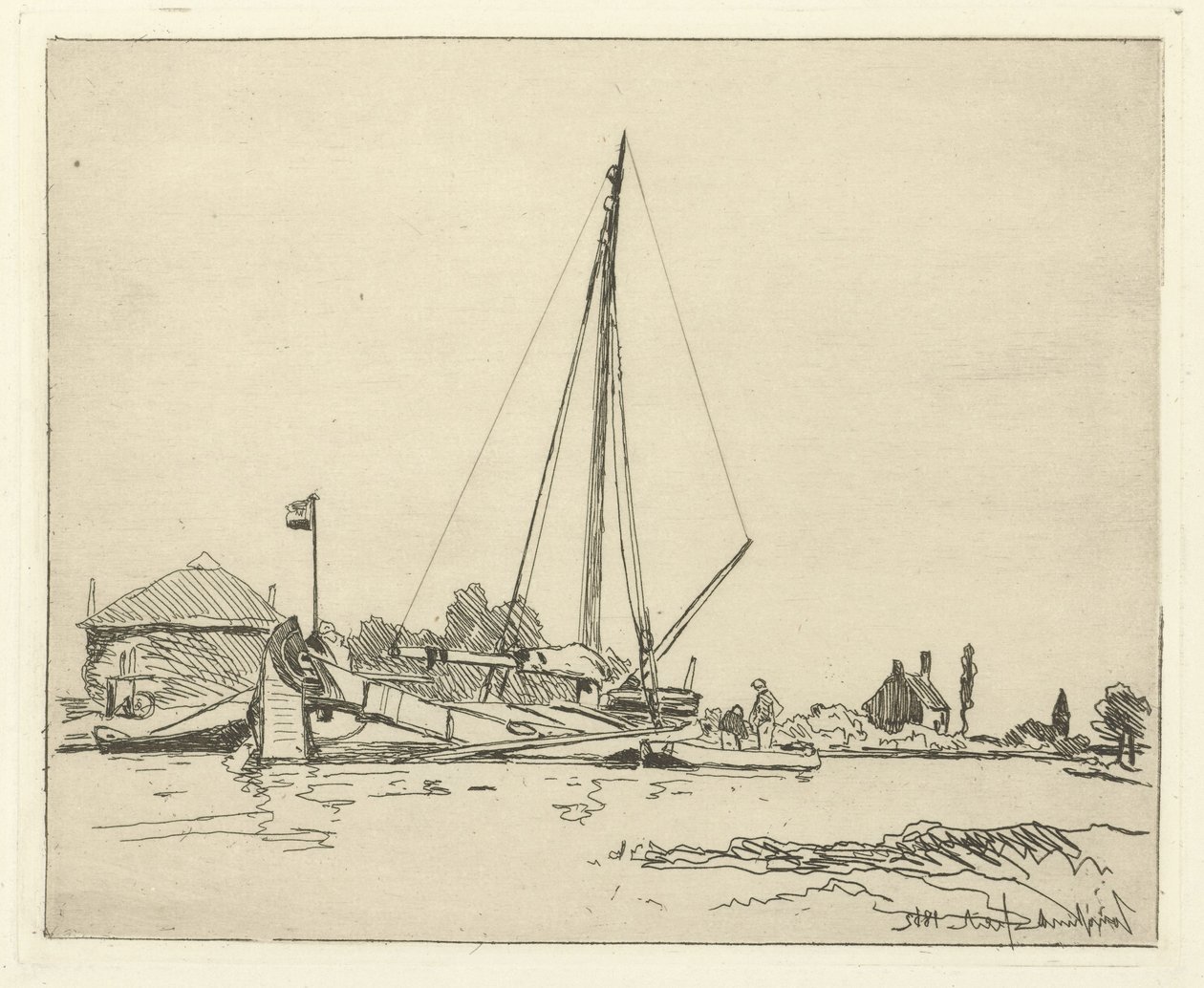 La nave ancorata da Johan Barthold Jongkind