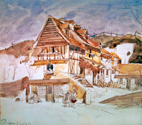 Vecchie case a Dieppe, Normandia, Francia, 1851 da Johan Barthold Jongkind