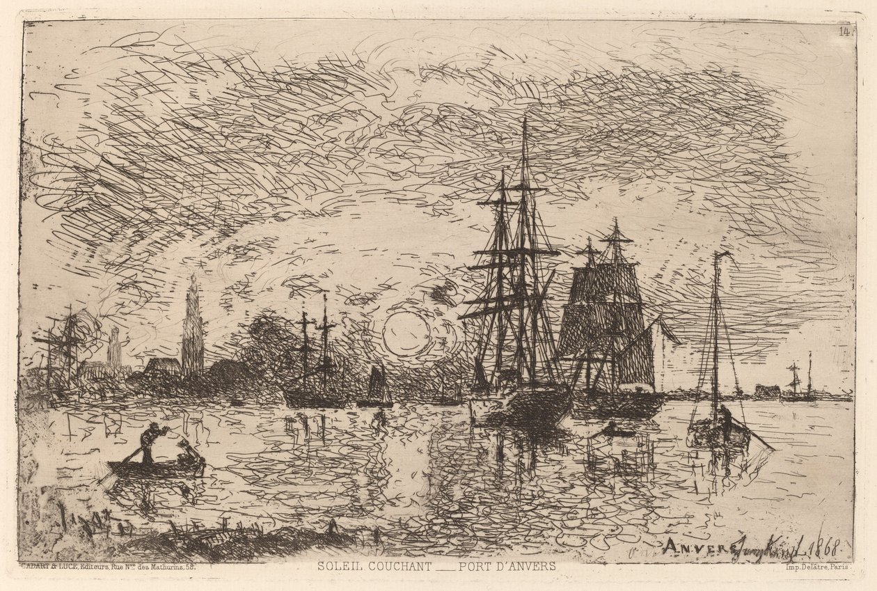 Tramonto sul porto di Anversa da Johan Barthold Jongkind