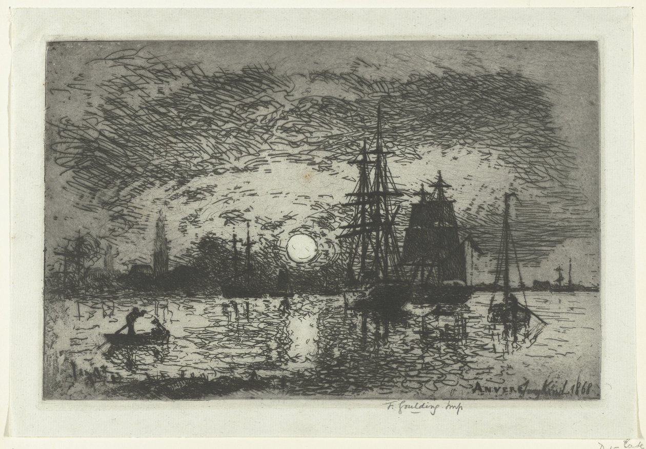 Tramonto al porto di Anversa da Johan Barthold Jongkind