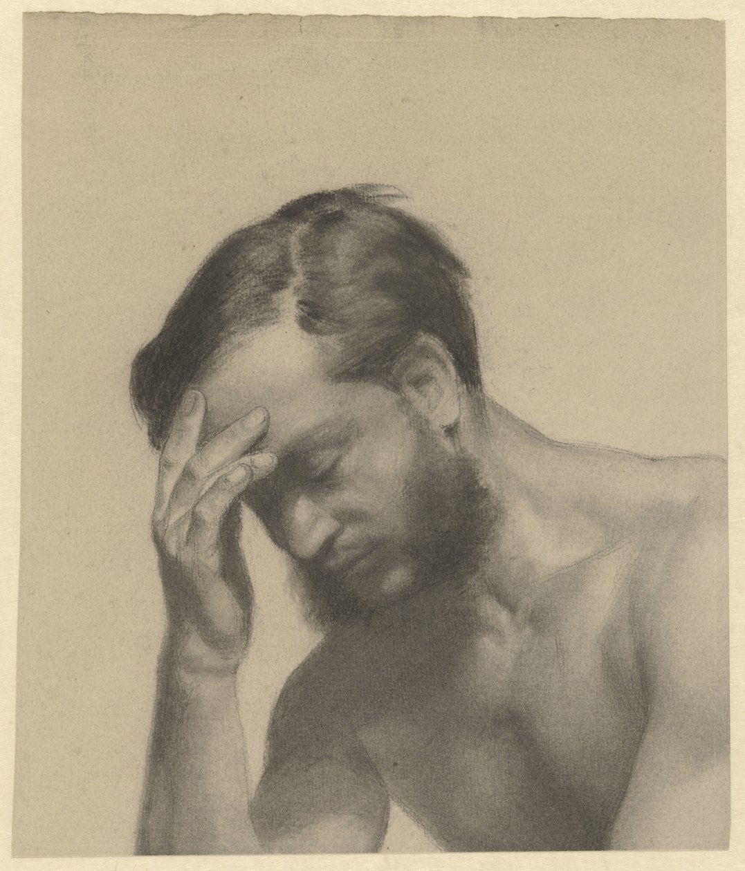 Frammento di uno studio accademico: uomo con la mano destra sulla fronte da Johan Braakensiek