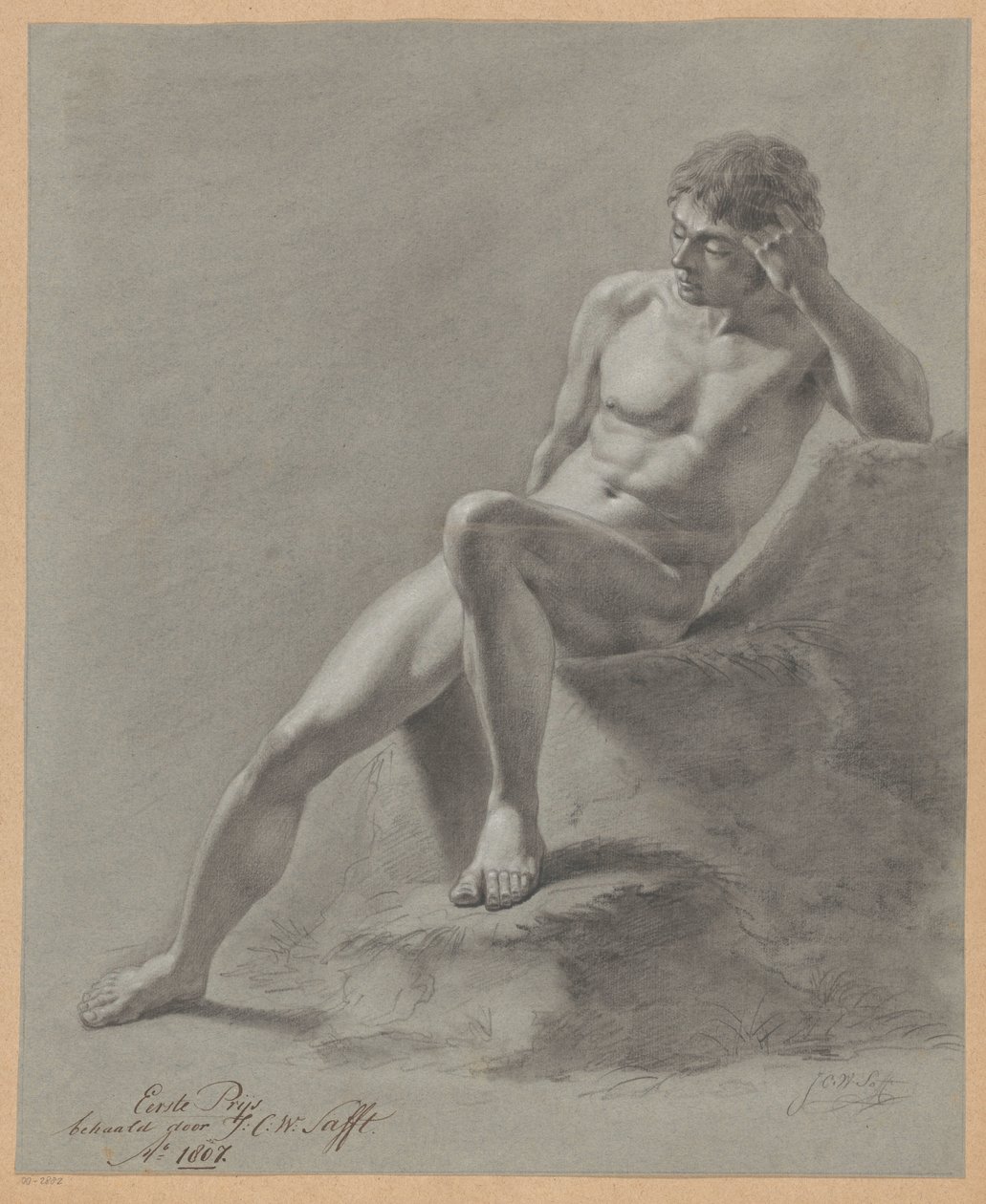 Nudo maschile seduto visto di fronte (1º premio 1807) da Johan Christiaan Willem Safft