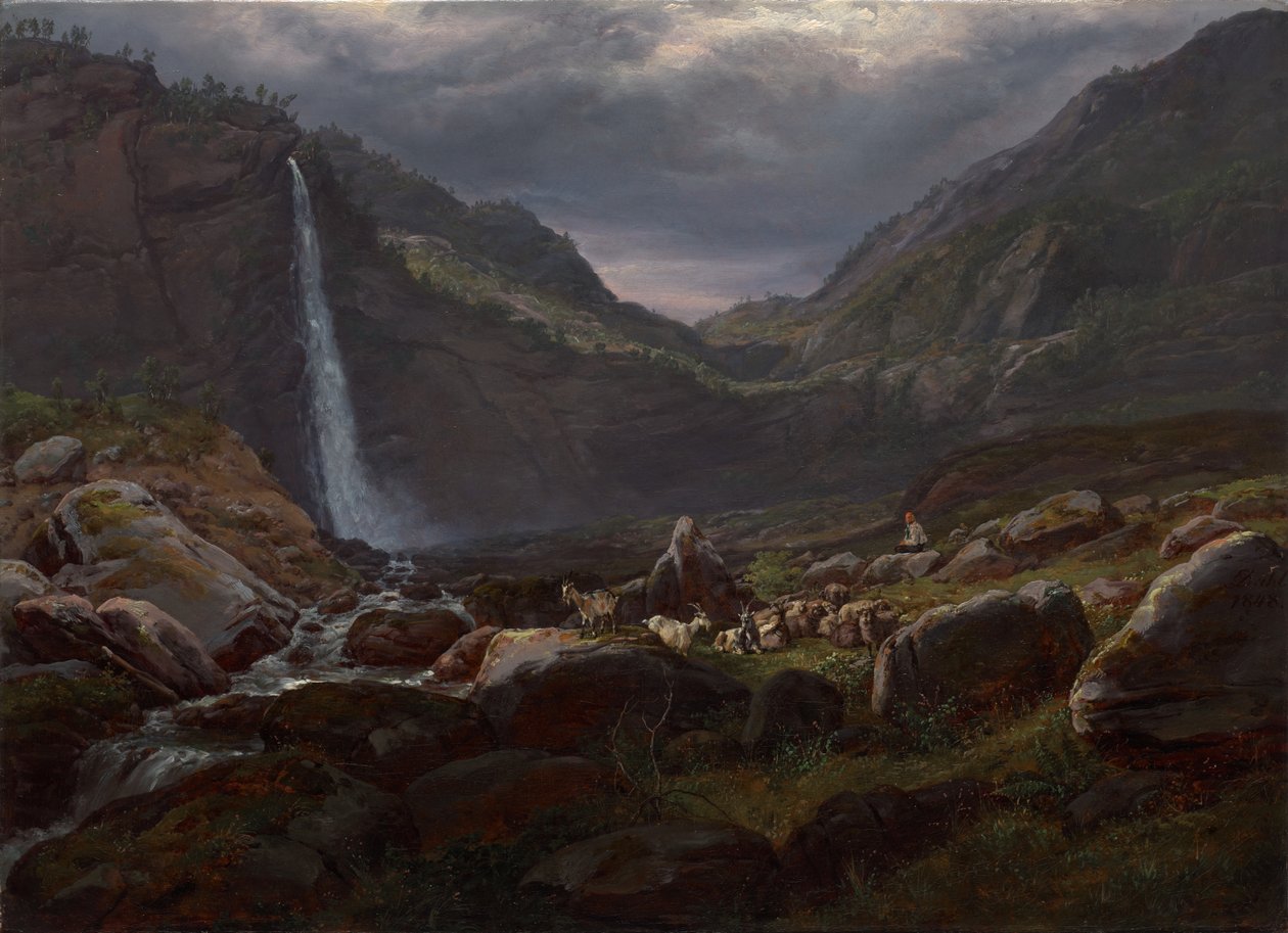 Cascata di Feige (Feigefossen), Lysterfjord, Norvegia da Johan Christian Dahl