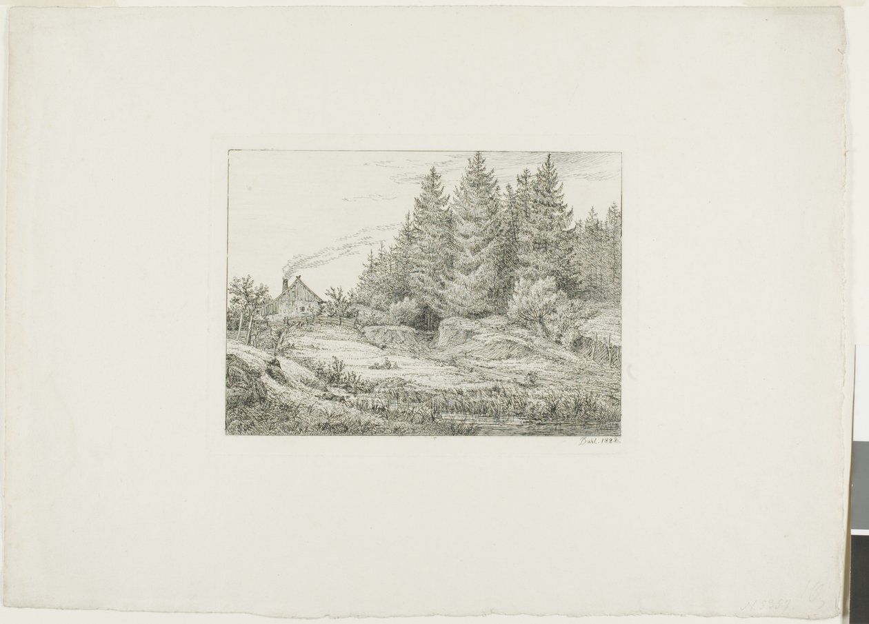 Fattoria in una foresta di sempreverdi da Johan Christian Dahl