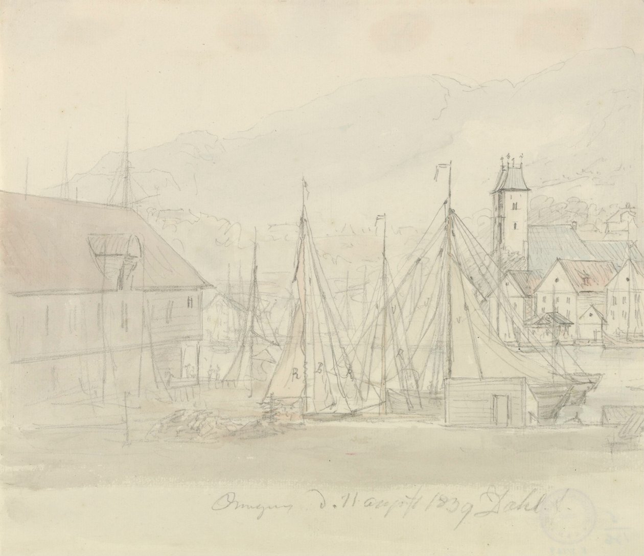 Porto di Bergen da Johan Christian Dahl