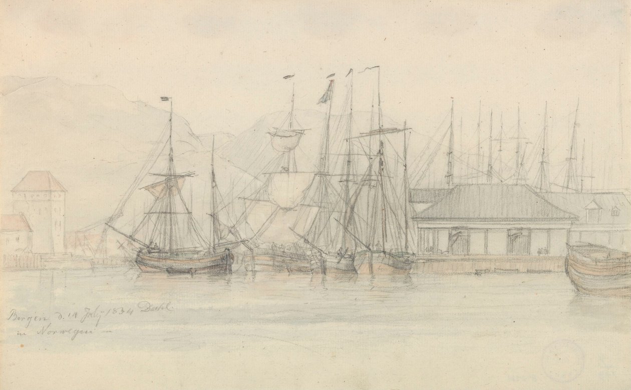 Porto di Bergen da Johan Christian Dahl