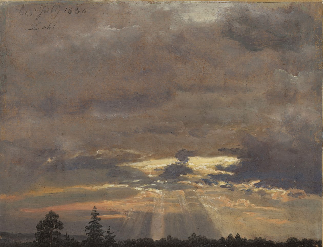Studio delle nuvole con raggi di sole da Johan Christian Dahl