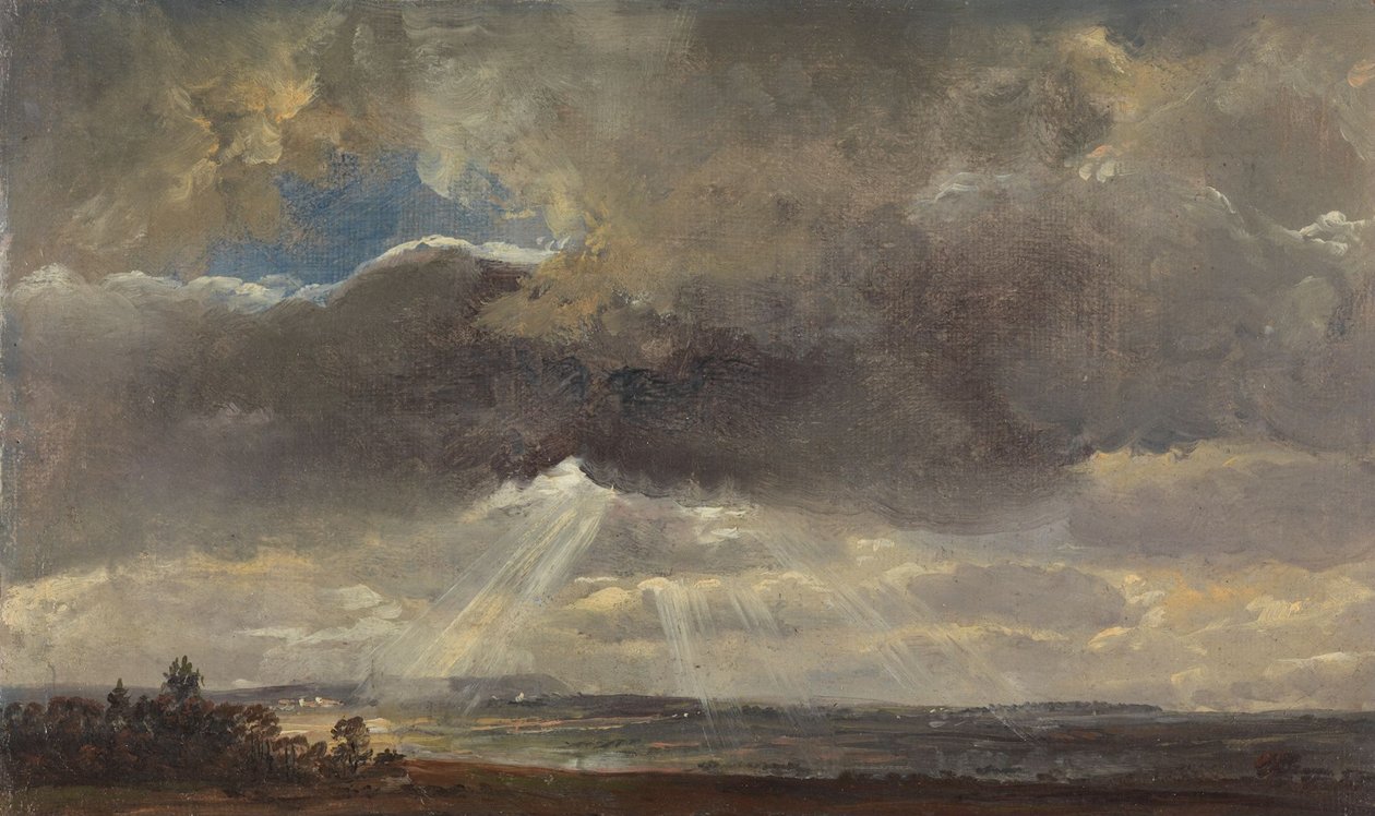 Nuvole e raggi di sole sul Windberg presso Dresda da Johan Christian Dahl