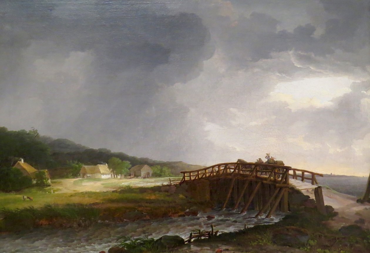 Danese: Il ponte sul fiume Tryggevælde con vista su Køge Il ponte sul fiume Tryggevælde con vista su Køge, Zelanda da Johan Christian Dahl
