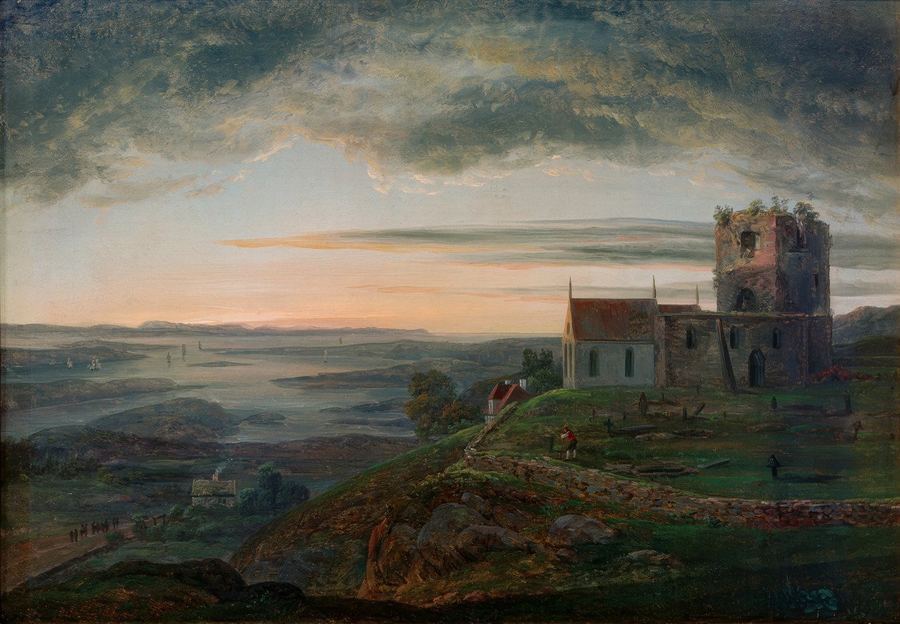 Le rovine della chiesa di Avaldsnes a Karmoey da Johan Christian Dahl