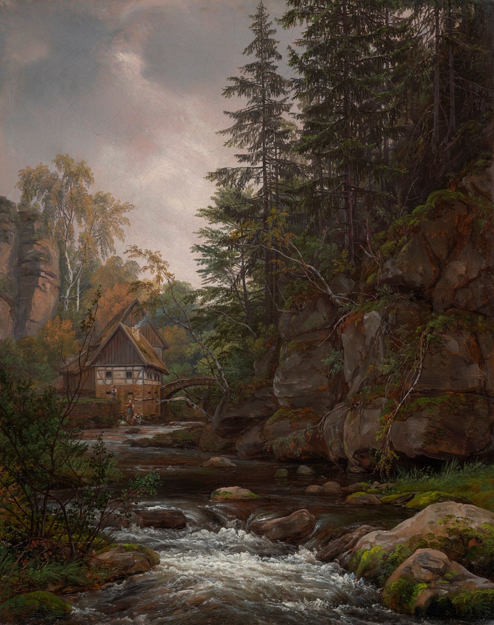 Il mulino Lochmühle nella valle di Liebethal da Johan Christian Dahl