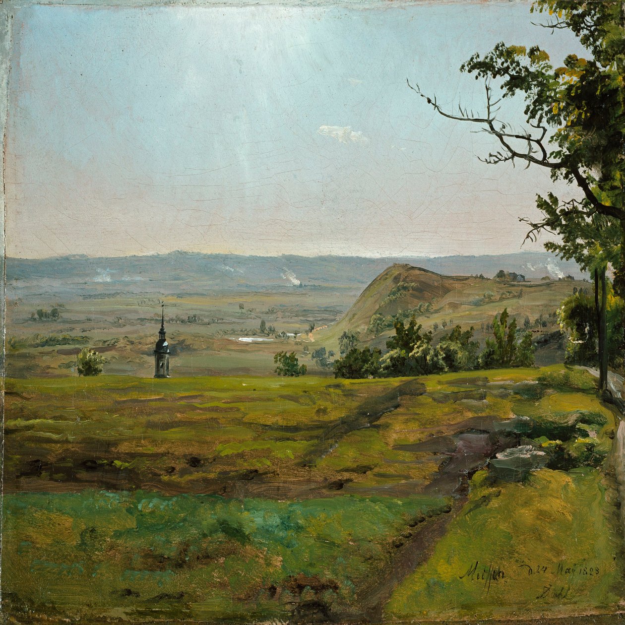 Campi verdi presso Meissen. Studio da Johan Christian Dahl