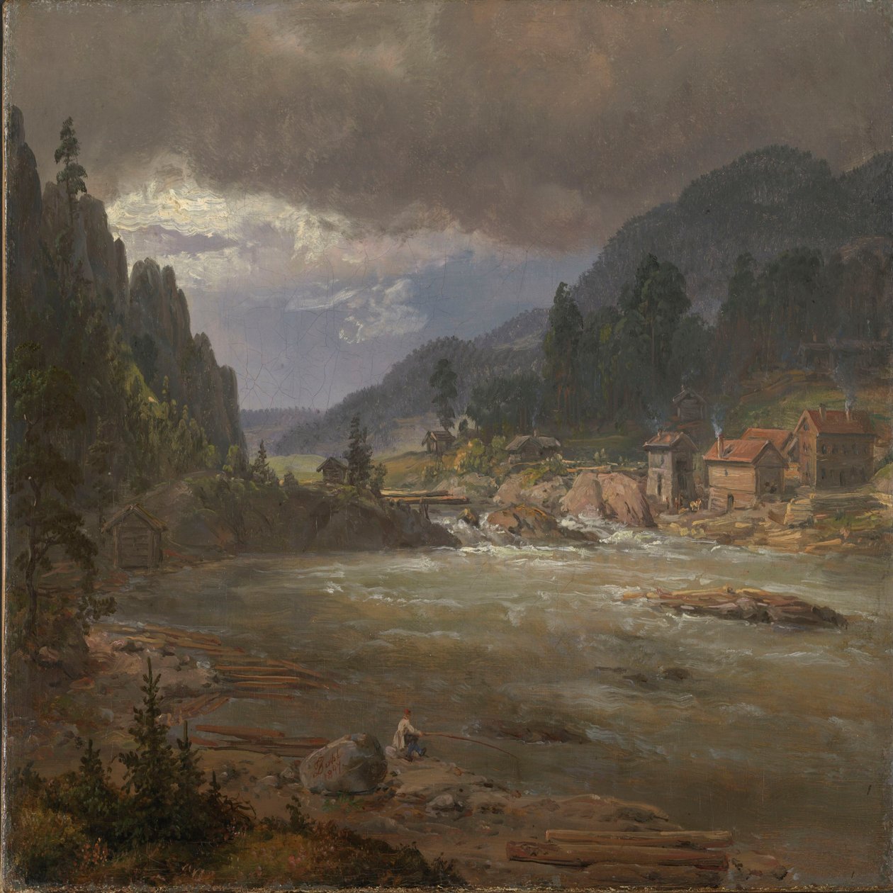 Hellefossen presso Hokksund da Johan Christian Dahl