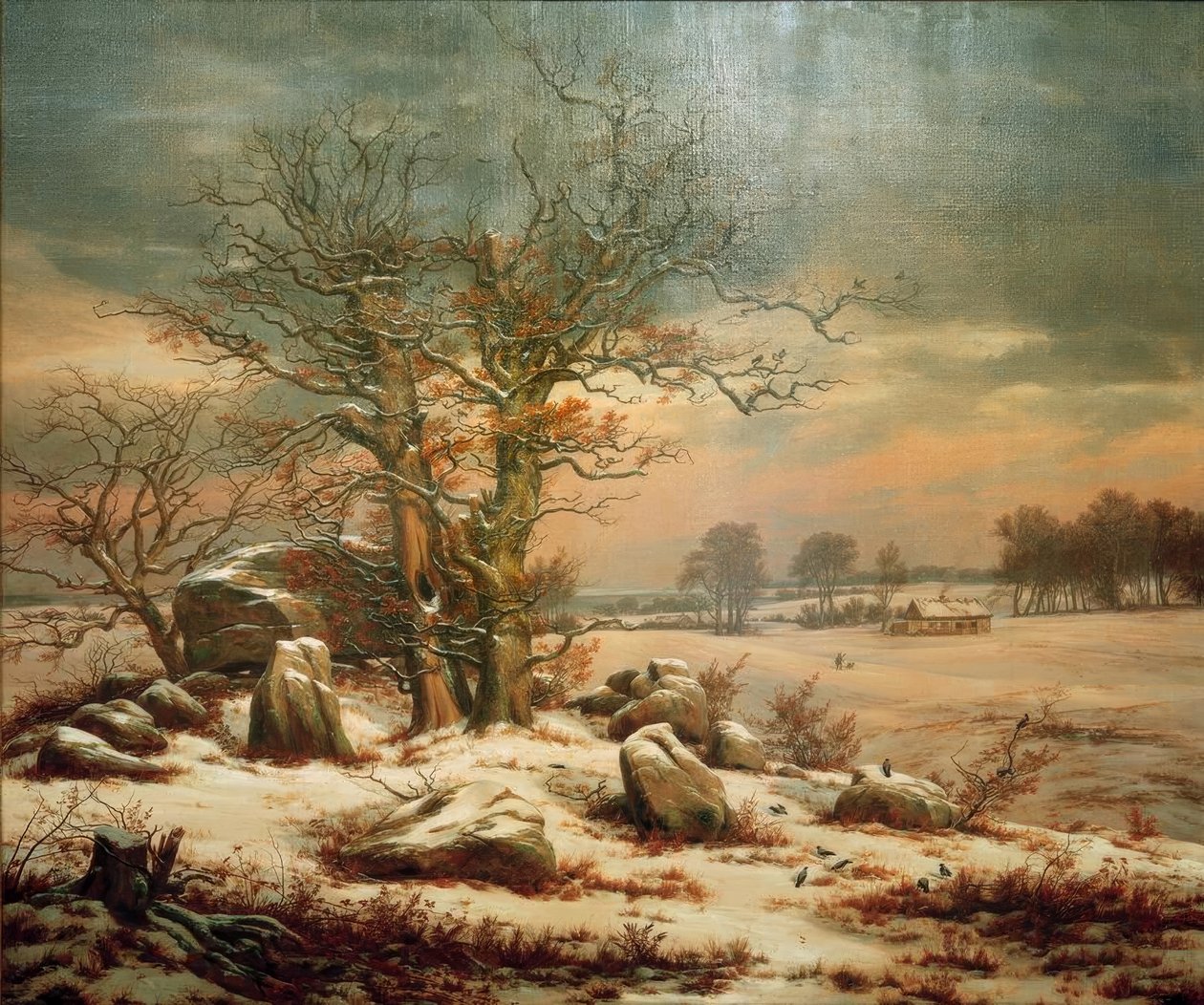 Dolmen vicino a Vordingborg in inverno da Johan Christian Dahl