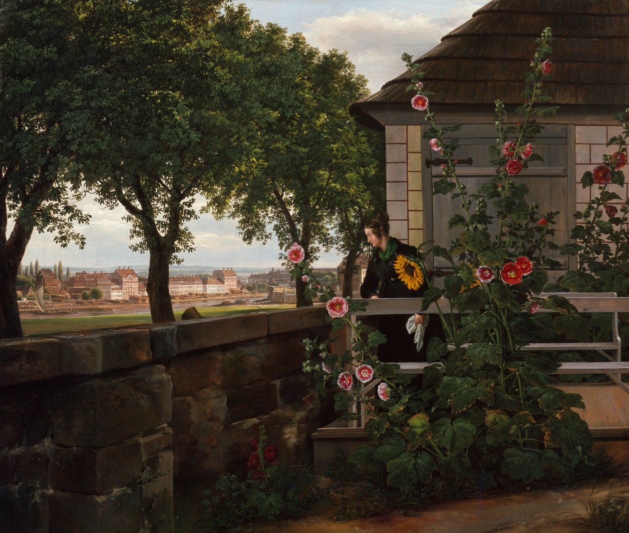 Julie Vogel nel suo giardino da Johan Christian Dahl