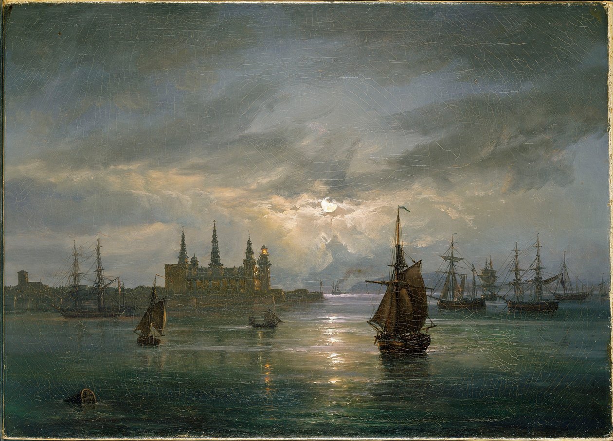 Castello di Kronborg al chiaro di luna da Johan Christian Dahl