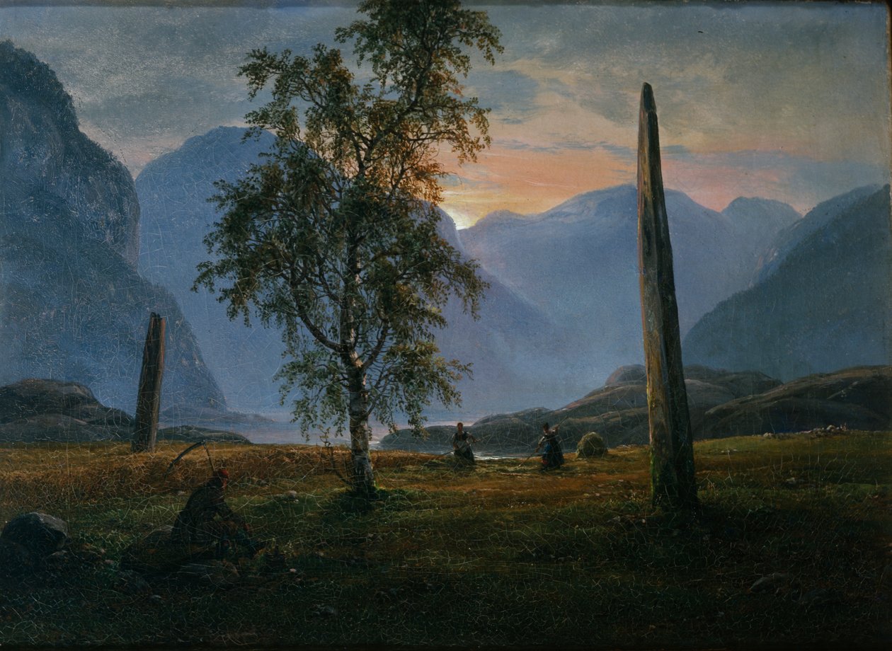 Paesaggio con pietre commemorative da Johan Christian Dahl