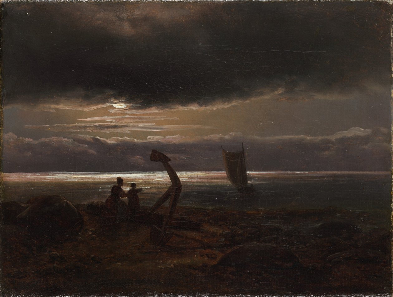 Madre e figlio in riva al mare da Johan Christian Dahl