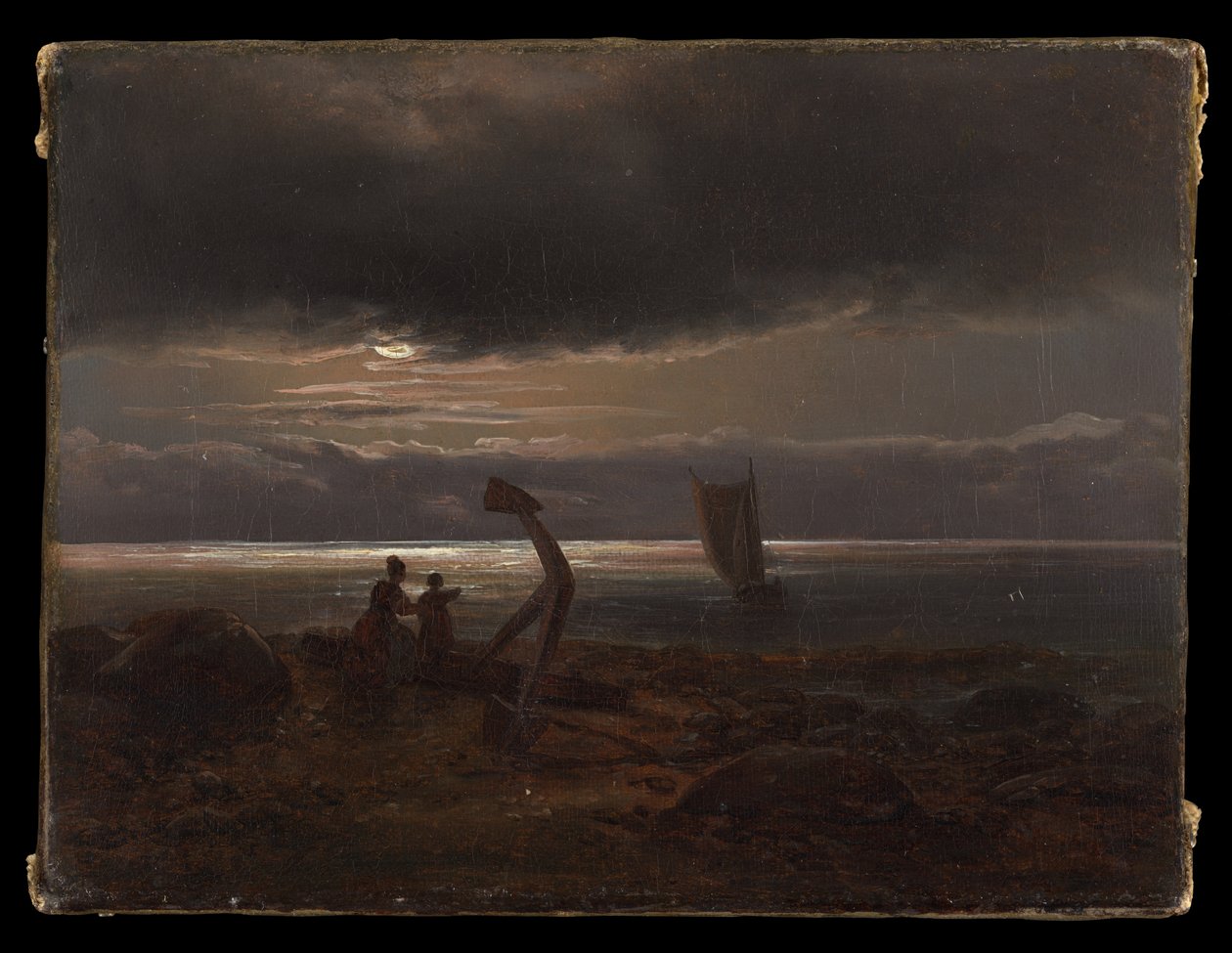 Madre e bambino in riva al mare da Johan Christian Dahl