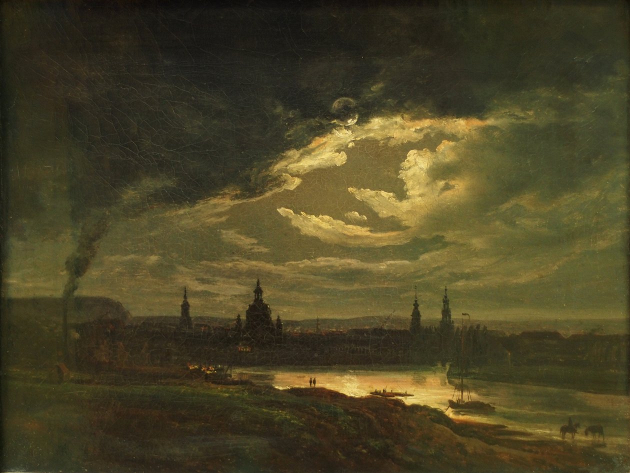 Vista notturna di Dresda da Johan Christian Dahl