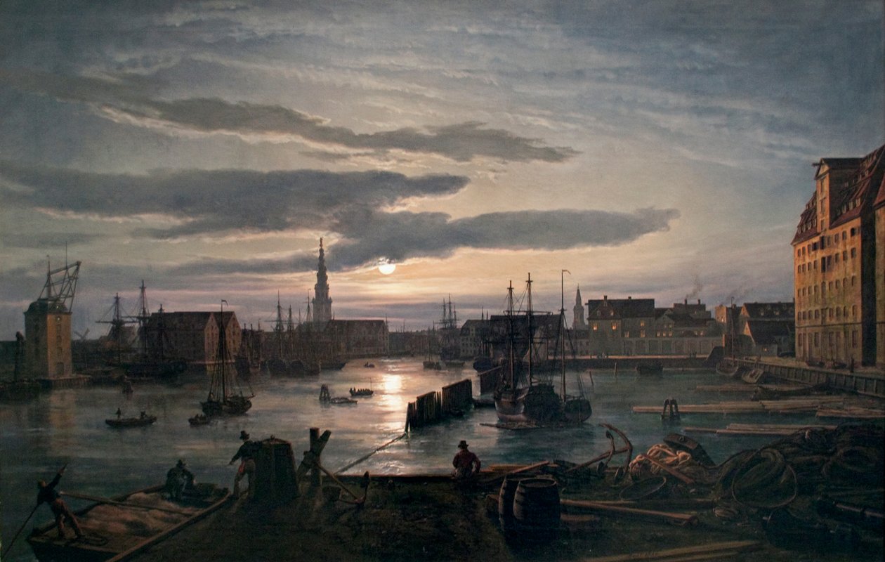 Norvegese:  Porto di Copenaghen al chiaro di luna Porto di Copenaghen al chiaro di luna da Johan Christian Dahl