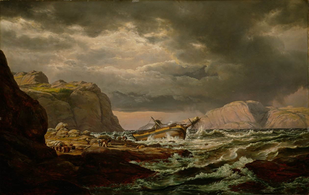 Norvegese:  Skibbrudd ved den norske kyst Naufragio sulla costa norvegese da Johan Christian Dahl