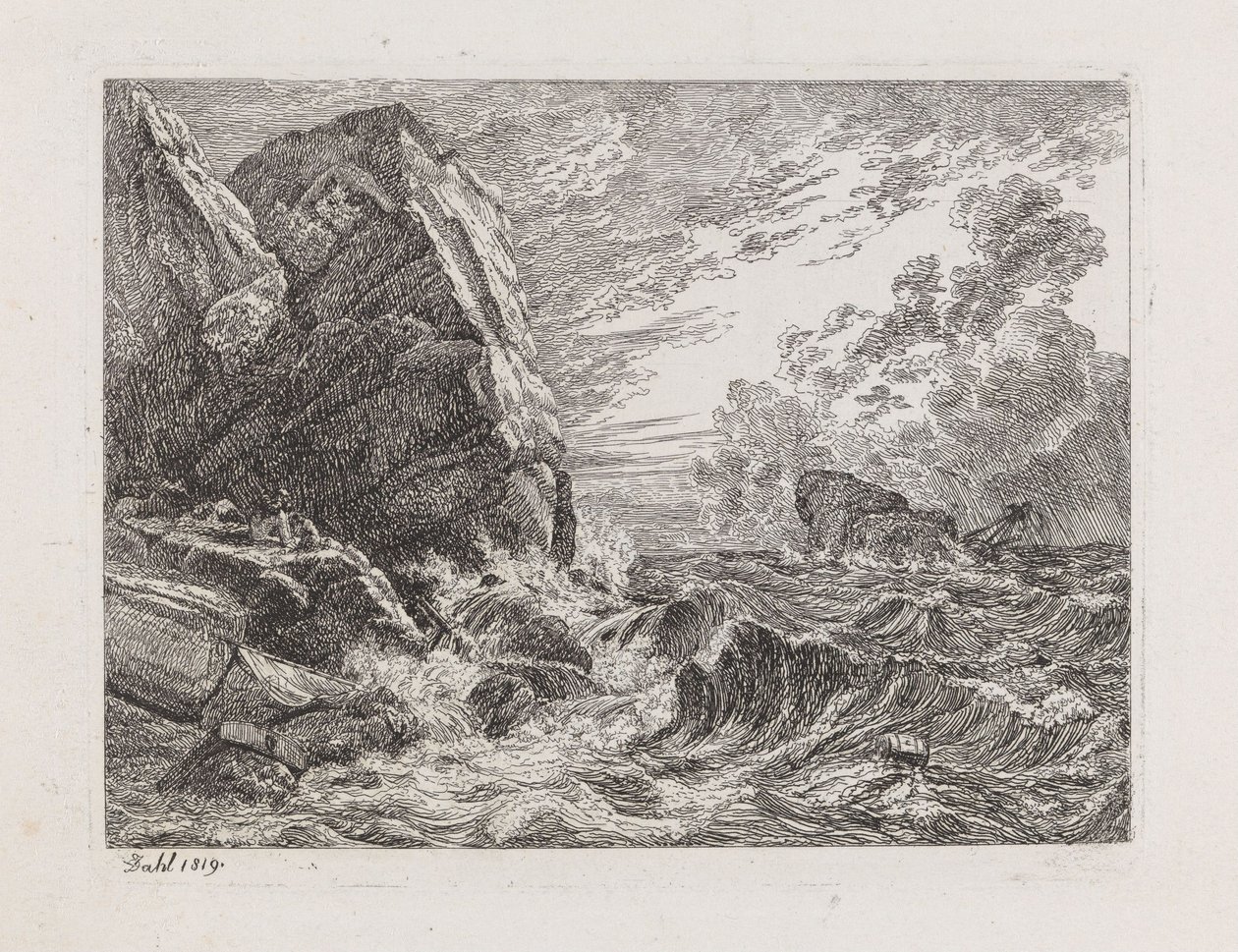 Naufragio su una costa rocciosa da Johan Christian Dahl