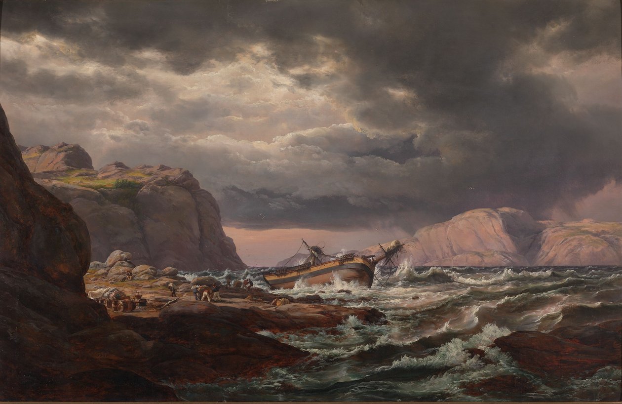 Naufragio sulla costa della Norvegia da Johan Christian Dahl