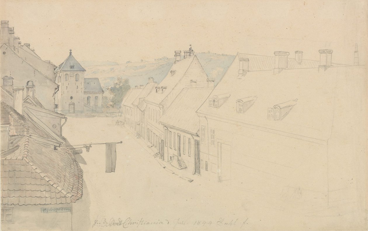 La chiesa di Nostro Signore Salvatore a Christiania vista da Grensen da Johan Christian Dahl