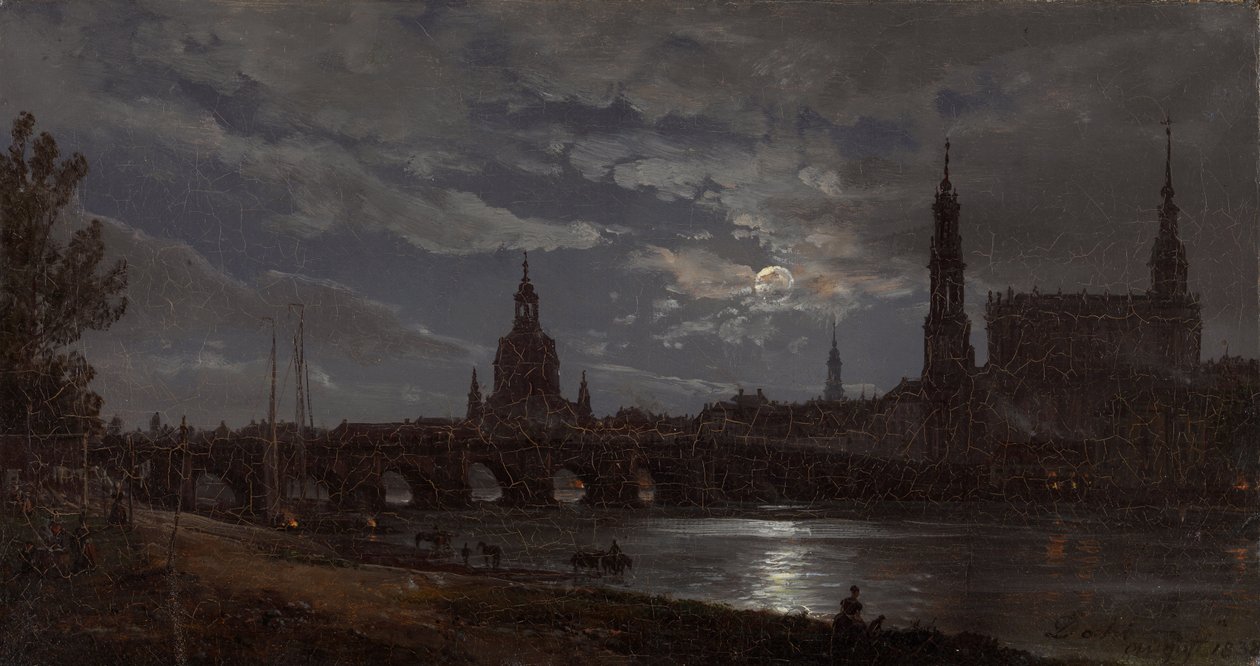 Vista di Dresda al chiaro di luna da Johan Christian Dahl