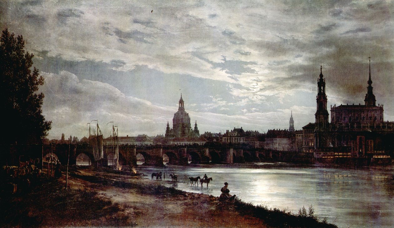 Vista di Dresda al chiaro di luna da Johan Christian Dahl