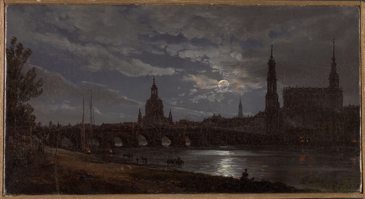 Veduta di Dresda al chiaro di luna da Johan Christian Dahl