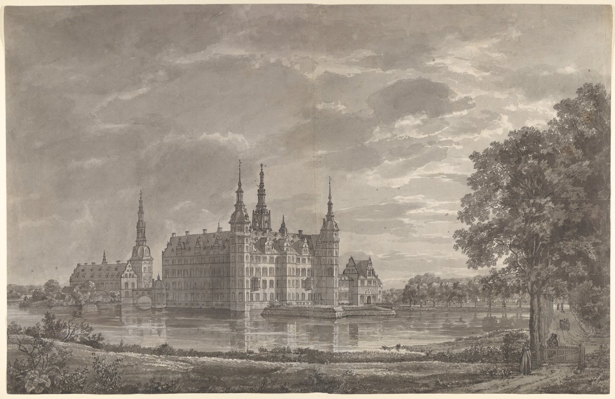 Veduta del castello di Frederiksborg da nord-est da Johan Christian Dahl