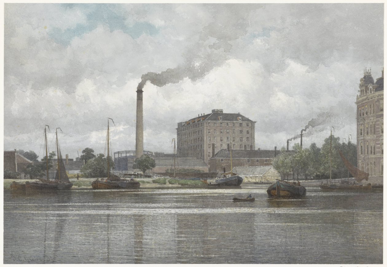La raffineria di zucchero della ditta vom Rath alla Buitensingel, Nassaukade ad Amsterdam da Johan Conrad Greive