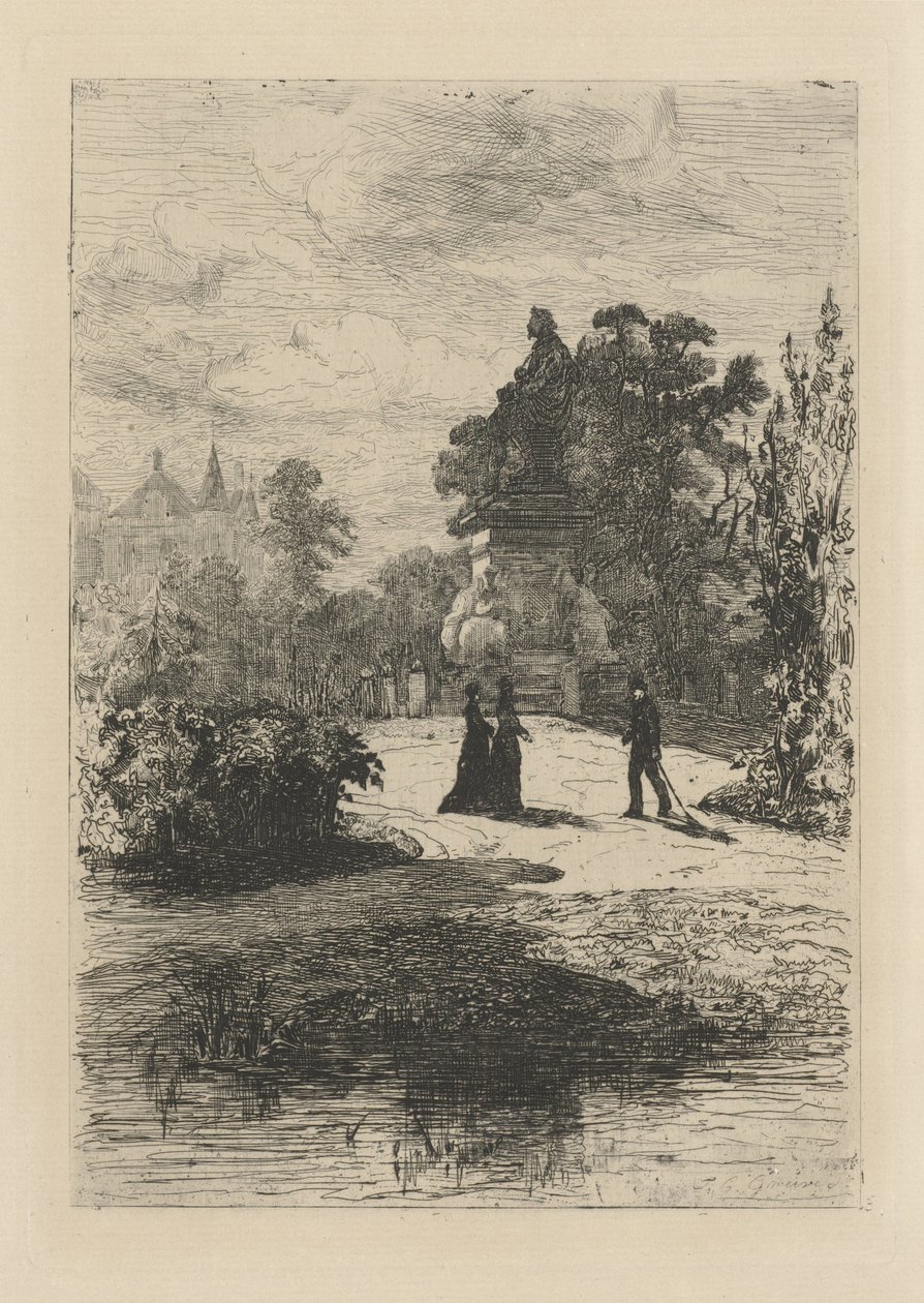 Veduta della statua di Vondel nel Vondelpark da Johan Conrad Greive