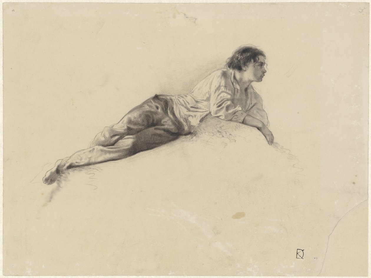 Studio di un giovane sdraiato da Johan Daniël Koelman