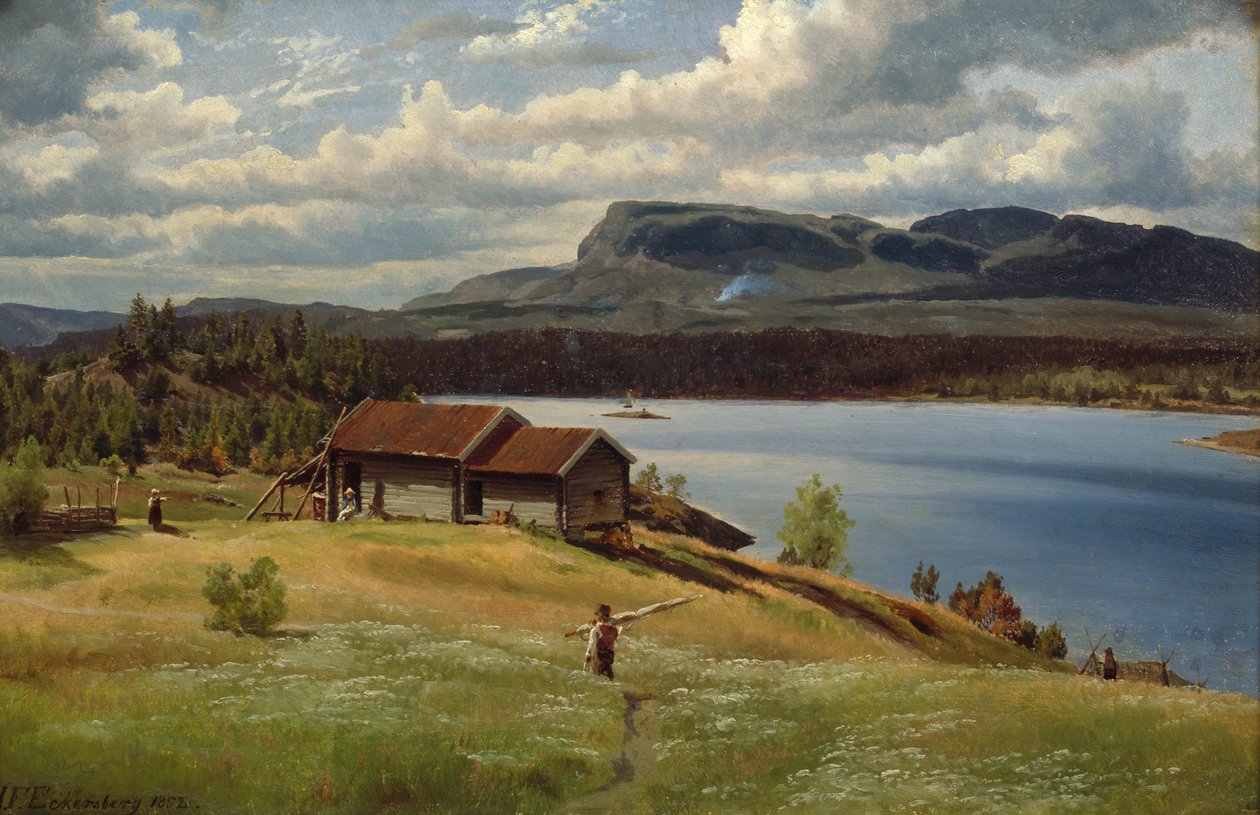 Piccola fattoria con vita quotidiana da Johan Fredrik Eckersberg