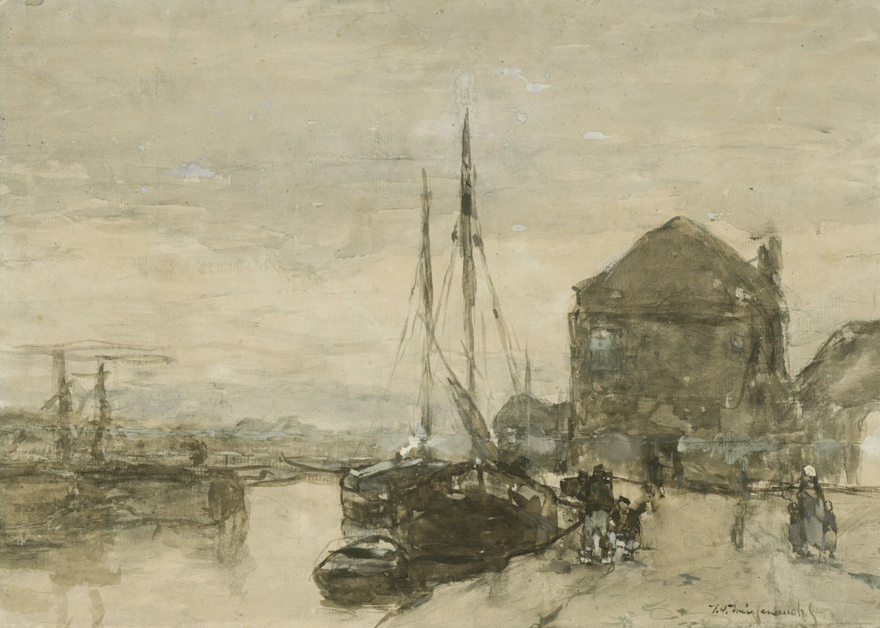 Vista di Turfmarkt e Eendjespoort a Haarlem da Johan Hendrik Weissenbruch