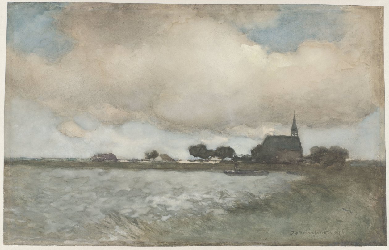 Veduta della chiesa a Noordse Dorp vicino a Noorden da Johan Hendrik Weissenbruch