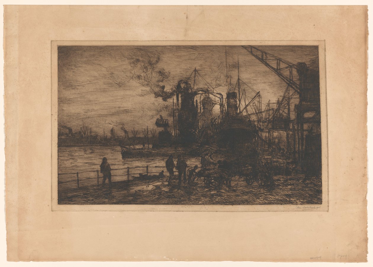 Veduta del porto di Rotterdam da Johan Hendrik van Mastenbroek (signed by artist)