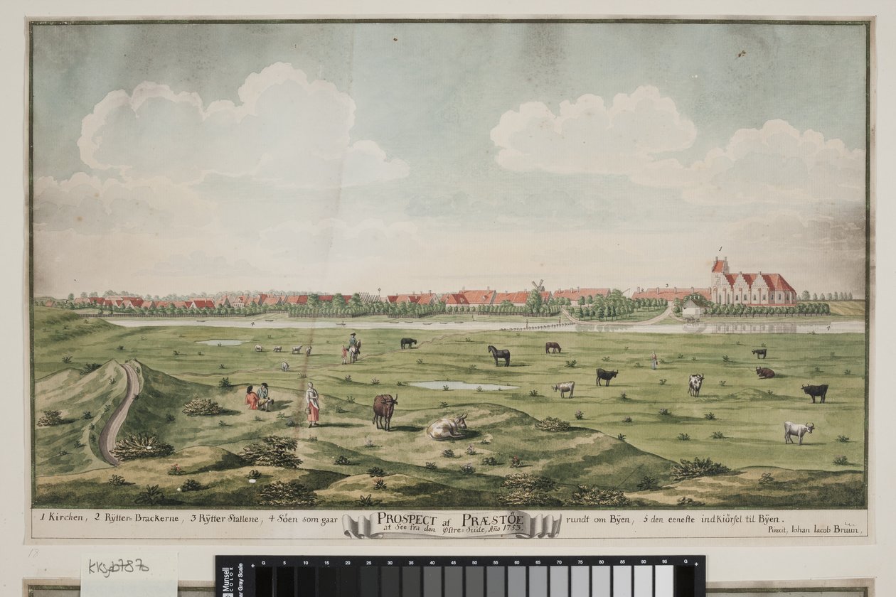 Prospetto di Præstø da Johan Jacob Bruun