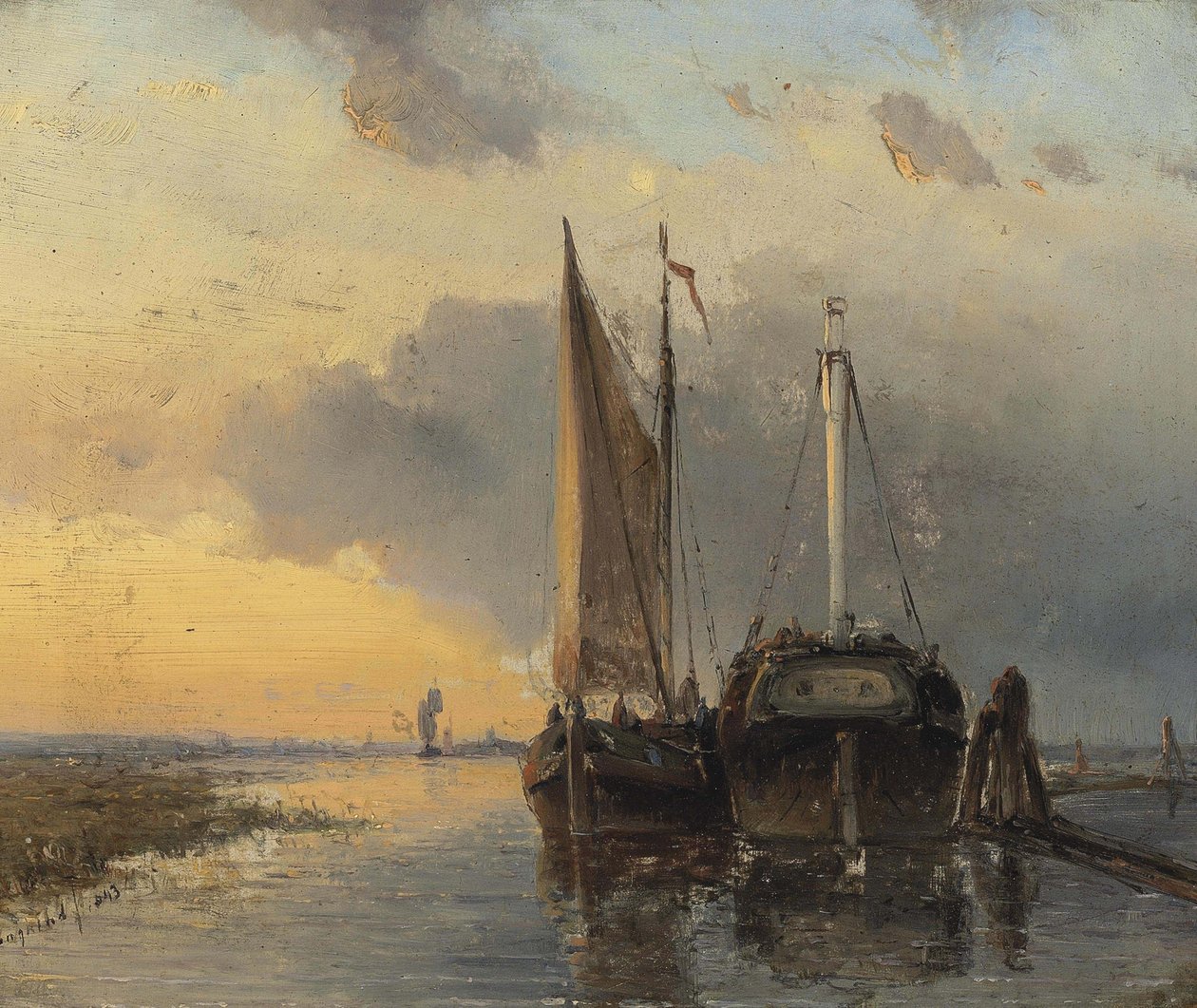 Porto su un fiume olandese da Johan Jongkind