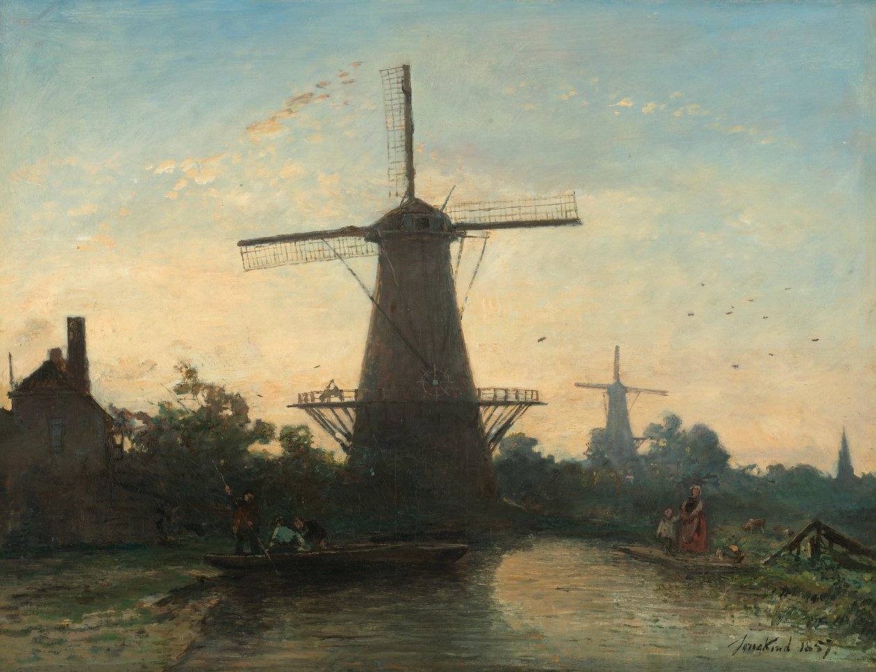Mulini vicino a Rotterdam da Johan Jongkind