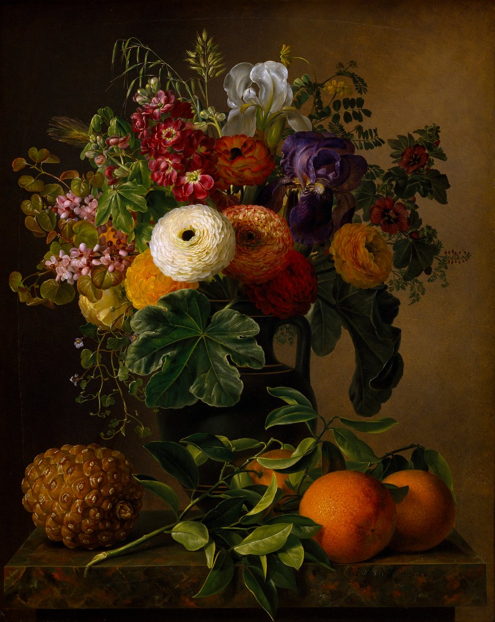 Natura morta con fiori in un vaso antico da Johan Laurentz Jensen