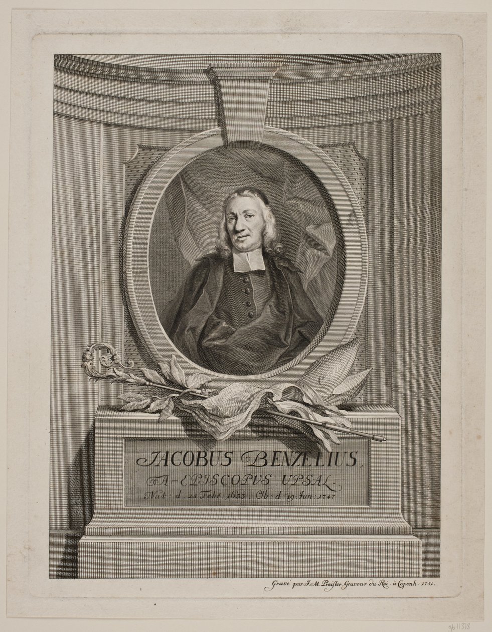 Vescovo Jacob Benzelius da Johan Martin Preisler