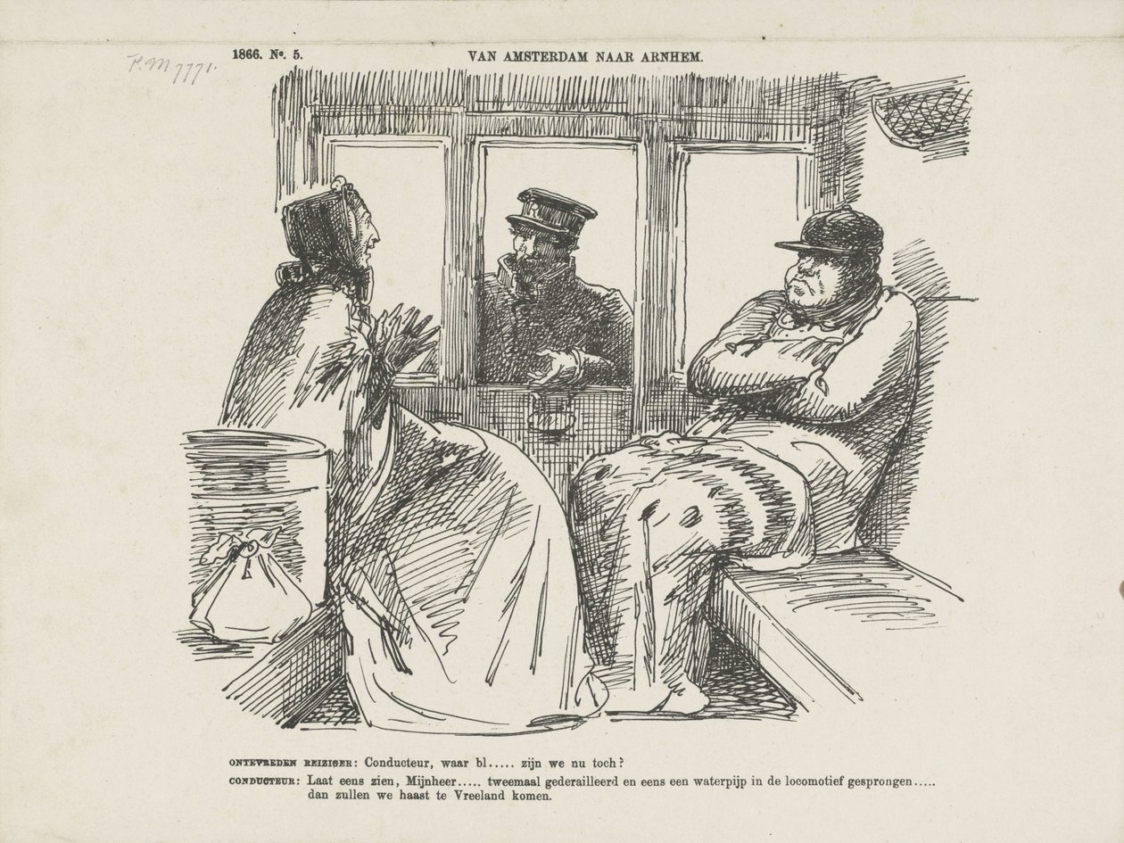 Caricatura sui numerosi incidenti sulla ferrovia del Reno, 1866 da Johan Michaël Schmidt Crans