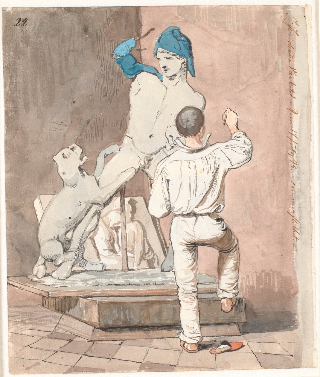 Lo scultore J.A. Jerichau nel suo atelier a Roma da Johan Thomas Lundbye