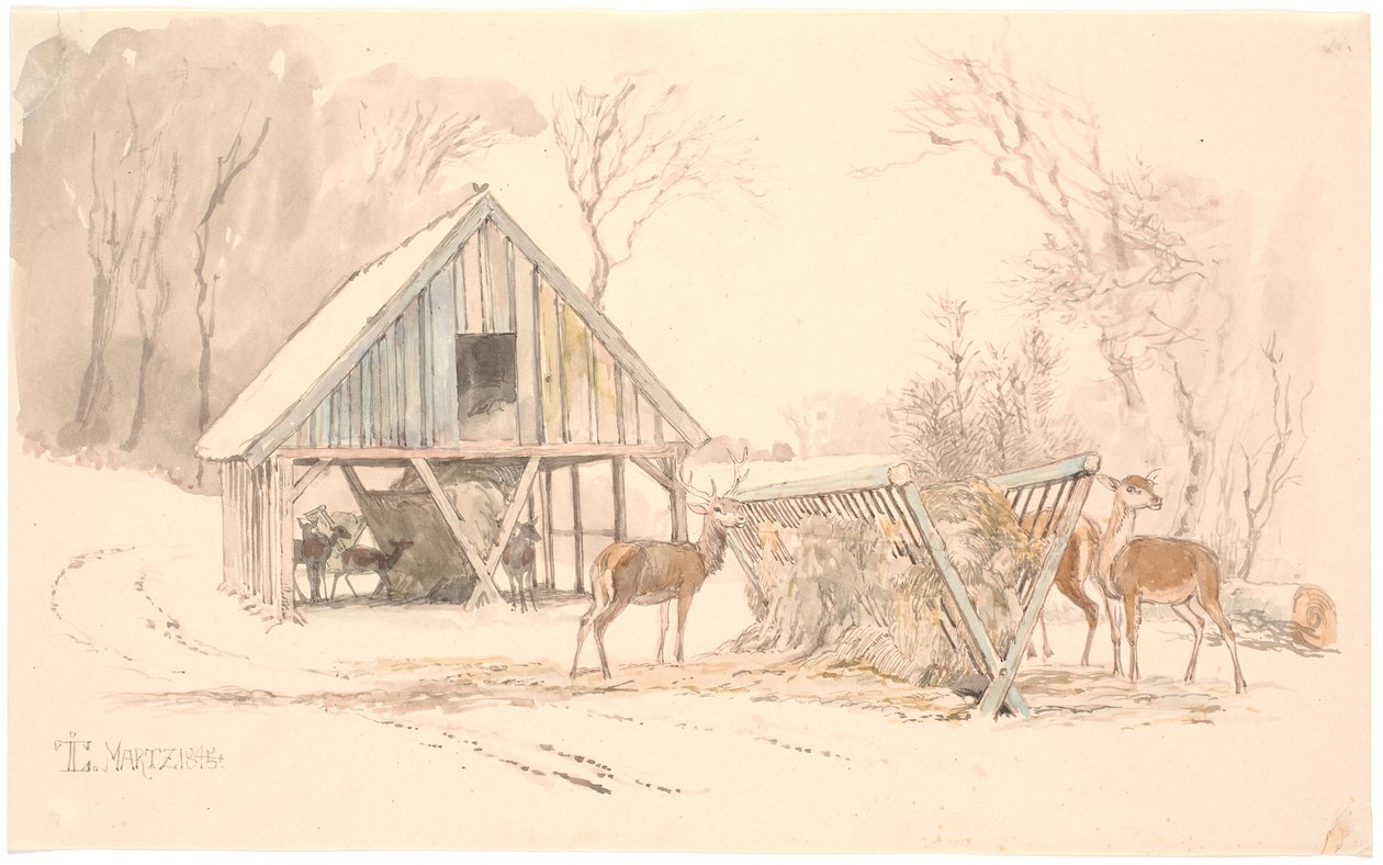 Le siepi di foraggio per la selvaggina nel Parco dei Cervi da Johan Thomas Lundbye