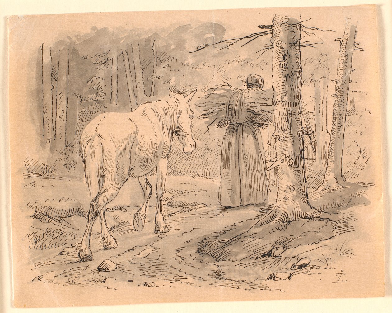 La donna e il cavallo. Illustrazione per "Fabler for Børn" di Kaalund. Vedi commento dal catalogo dell
