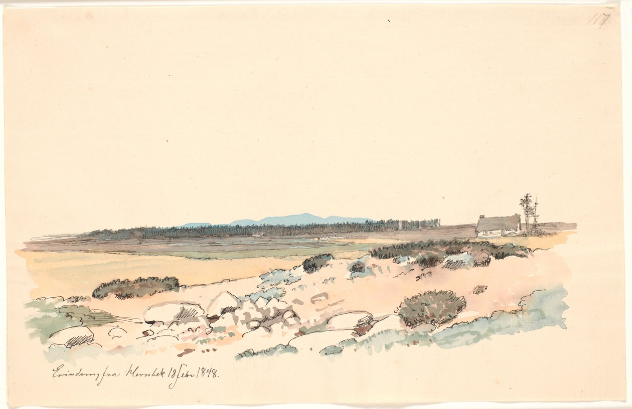 Paesaggio da Hornbæk con il frutteto e Kullen sullo sfondo da Johan Thomas Lundbye